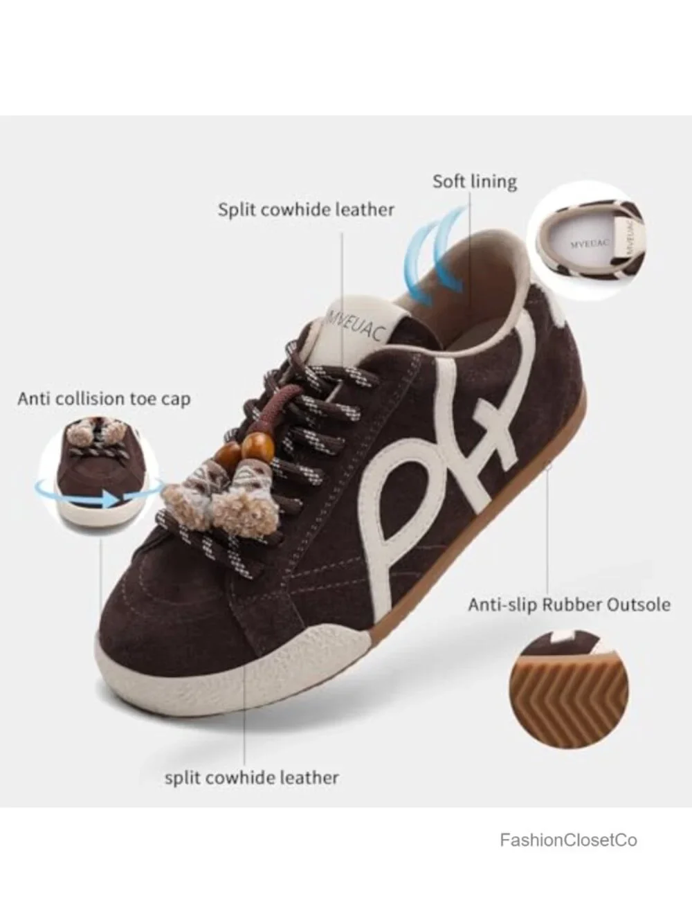 Genuine Suede Retro Gum Sole Fashion Sneakers Lightweight Walking Shoes